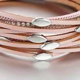 Femme Blush Beaded Leather Wrap Bracelet
